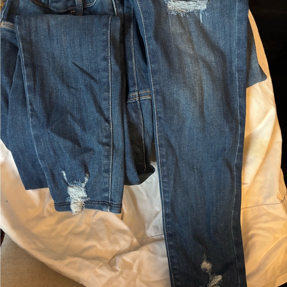 Old Navy Blue Distressed Slim Fit Jeans